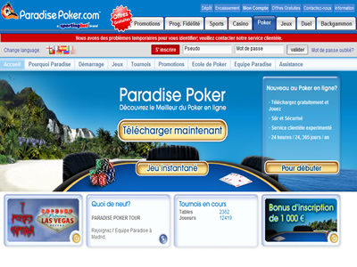 Paradise Poker - Site lgal en France