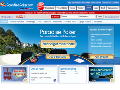 Paradise Poker - Site légal en France Paradise Poker - Site légal en France