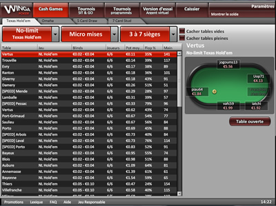 Logiciel Winga Poker